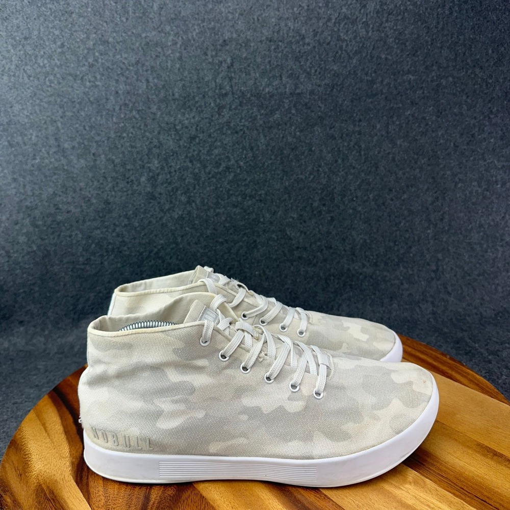 NOBULL Canvas Mid Trainers Mens 10 Gray Camo High Top Sneakers White Sole